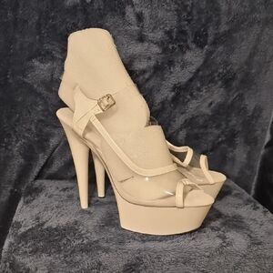 Elegant Clear And White High Heel Platform Sandals